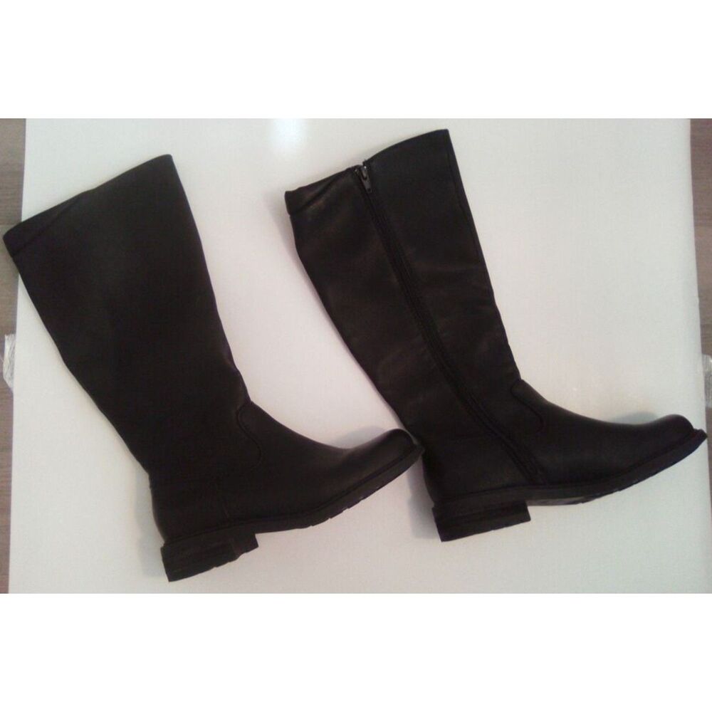 BOC Women's Black Faux Leather Knee High Riding Boots, Size 7